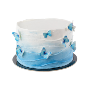 Торт блакитний з метеликами - 1 Фото