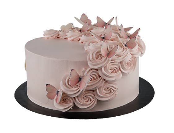 Торт у пастельному рожевому кольорі - 1 Фото