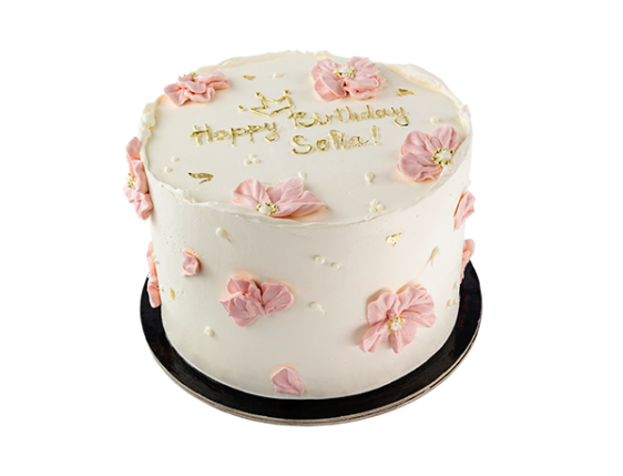 Торт з рожевими квітами - 1 Фото