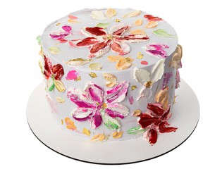 Торт «Яскраві квіти у художньому стилі»