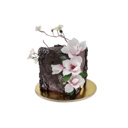Торт у формі куба з квітами магнолії - 1 Фото