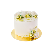 Торт з обручками та квітами - 1 Фото