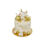 Торт біло-золотий зі слоником - 1 Фото