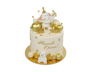 Торт бело-золотой со слоником