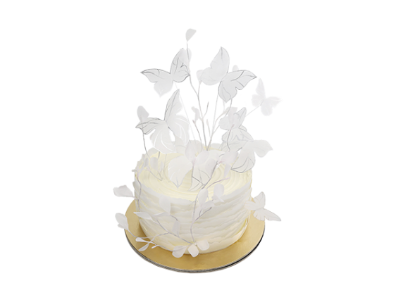 Торт з білими метеликами - 1 Фото