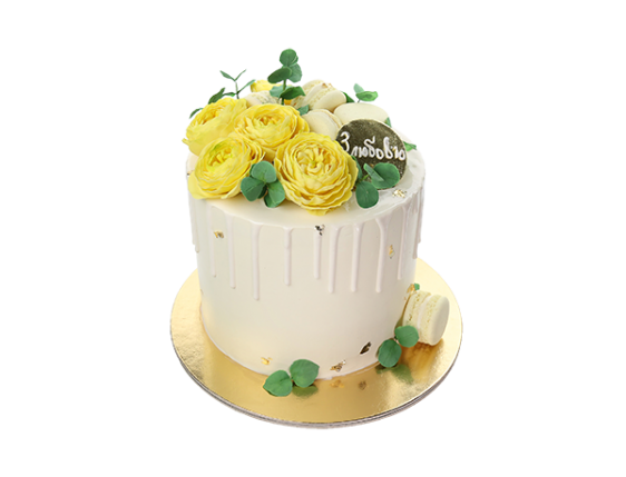 Торт з жовтими квітами - 1 Фото